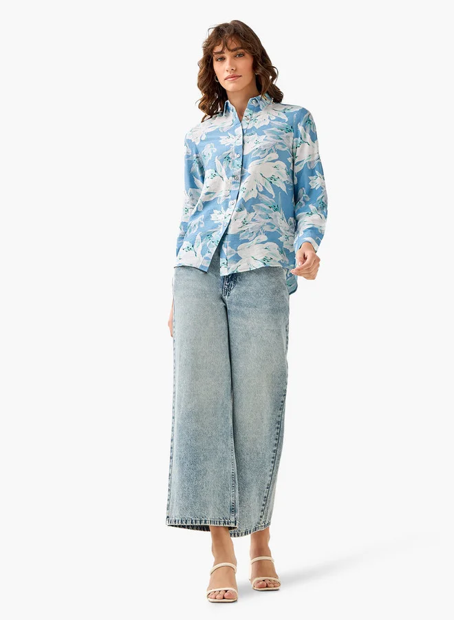 سبلاش فيڤ Viscose Shirt with Floral Print